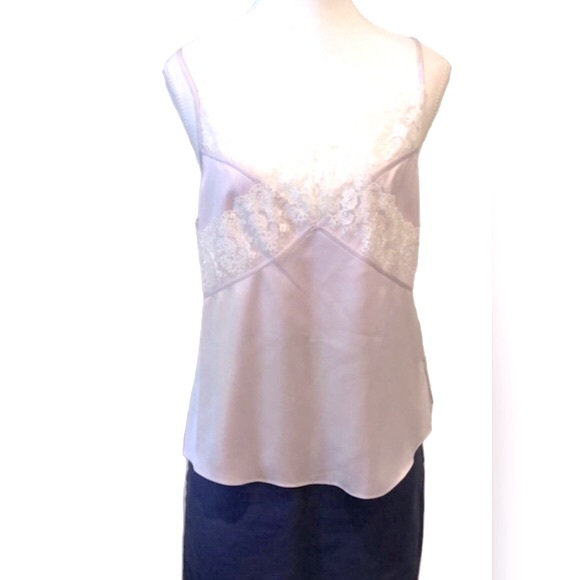 Diane von Fürstenberg Spaghetti Strap Lilac with White Lace Cami Sz M - Picture 12 of 15